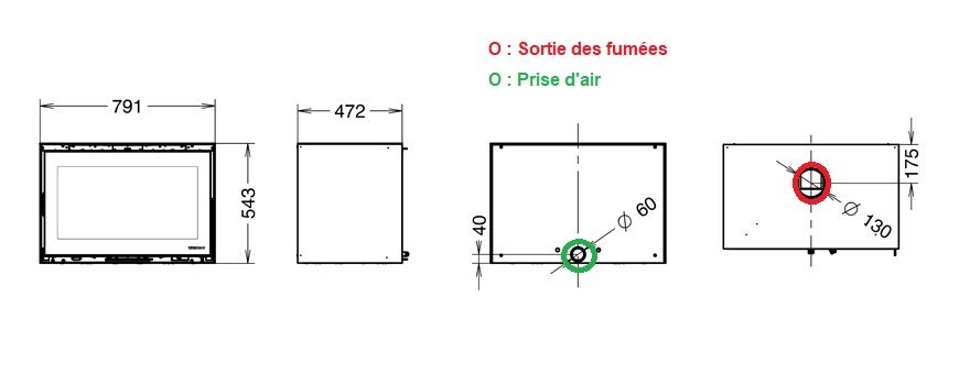 Insert à bois premium - THERMOROSSI Skyline 800 5.7 kW