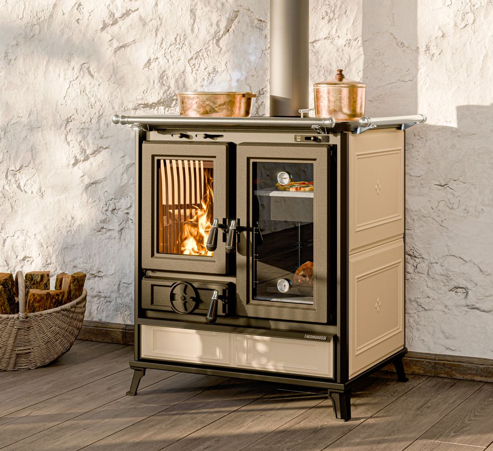 Cuisinière à bois en céramique - THERMOROSSI Melissa Evo Maiolica 7.8 kW
