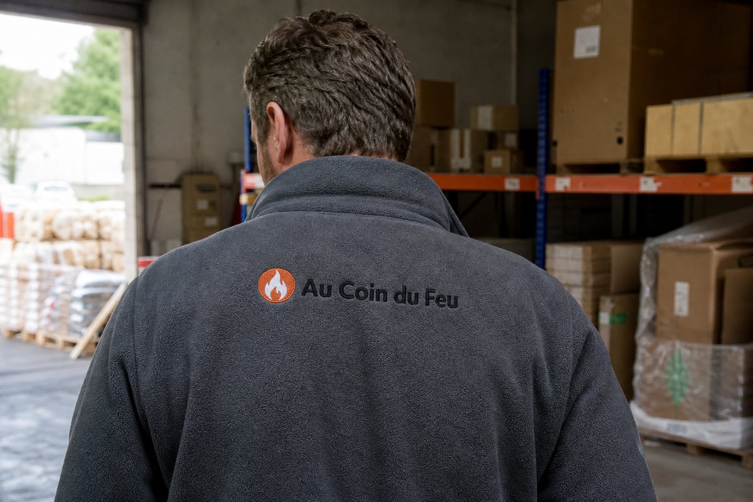 Technicien Au Coin du Feu, de dos, polaire floquée